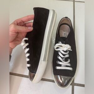 Miu Miu Black and Silver Sneakers